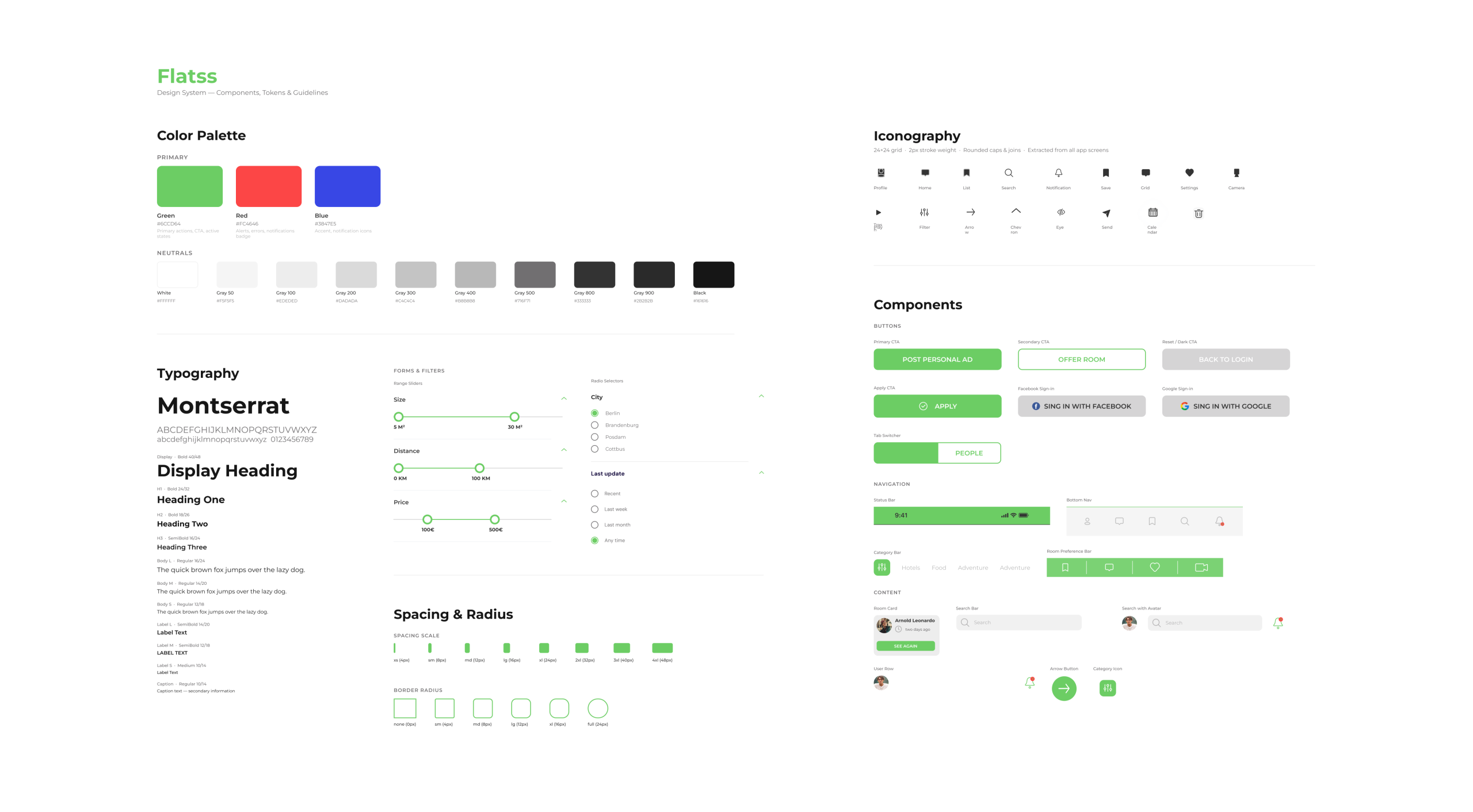Flatss typography, color and interface design system