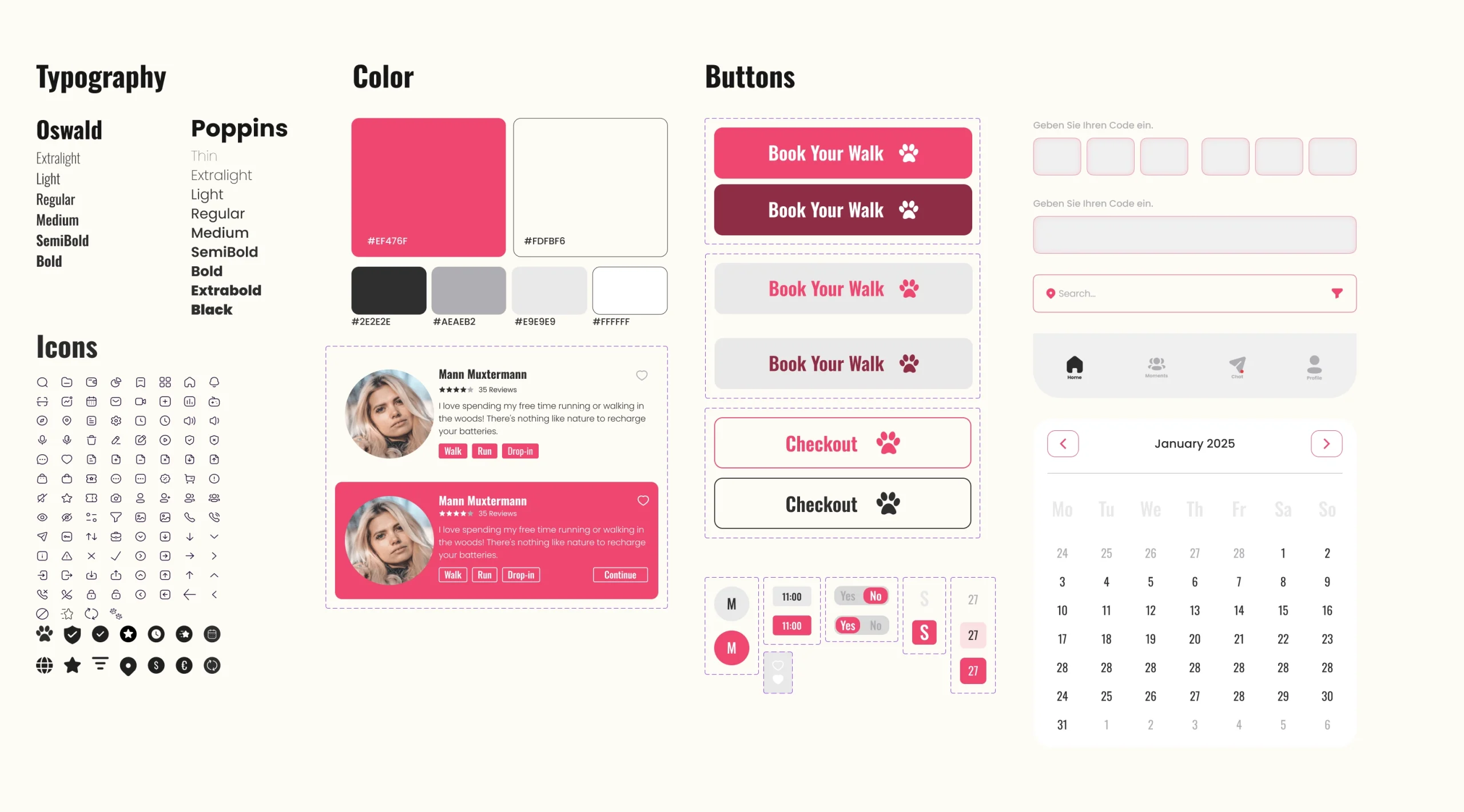 PawsGo design system and interface elements