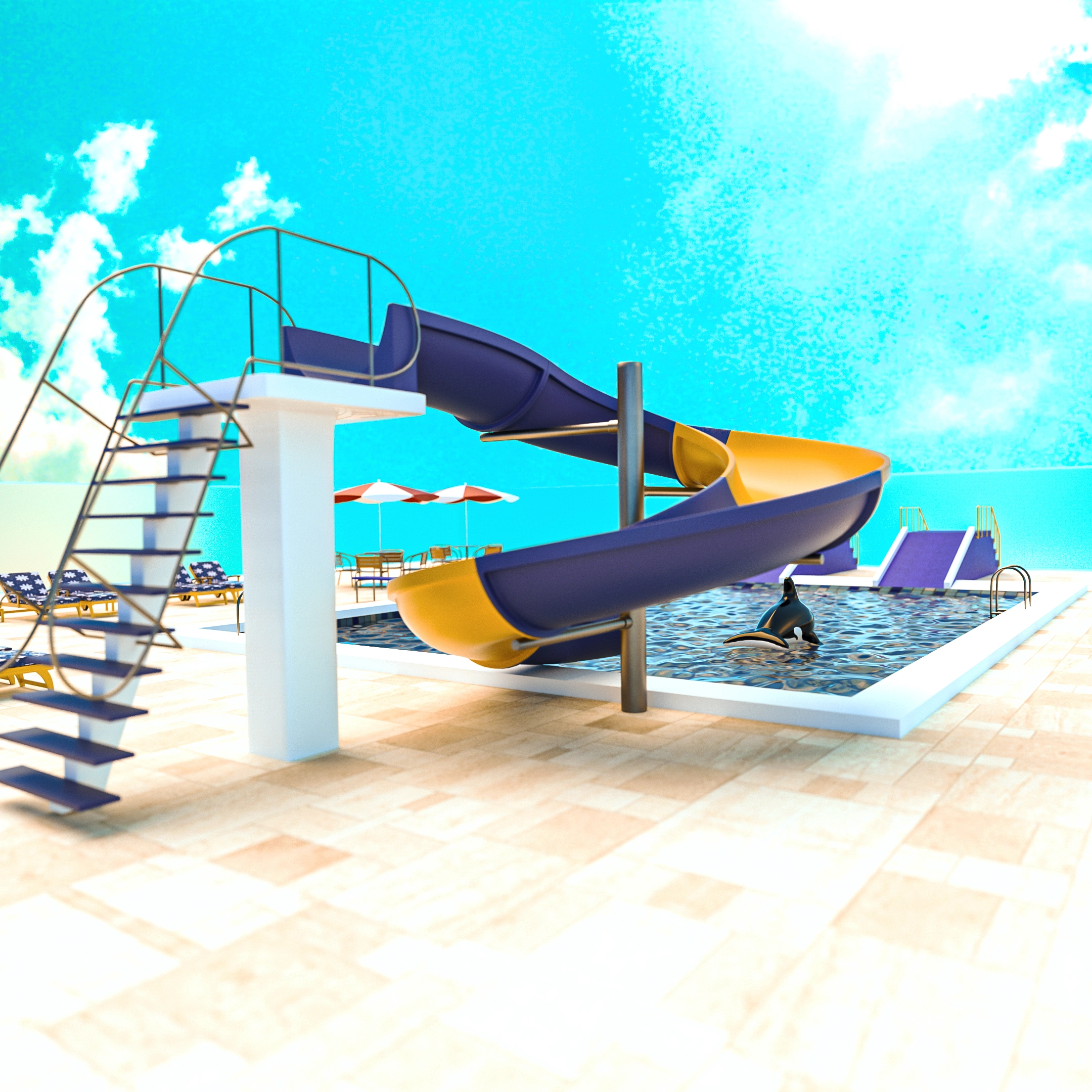 Pool Roof architectural scene