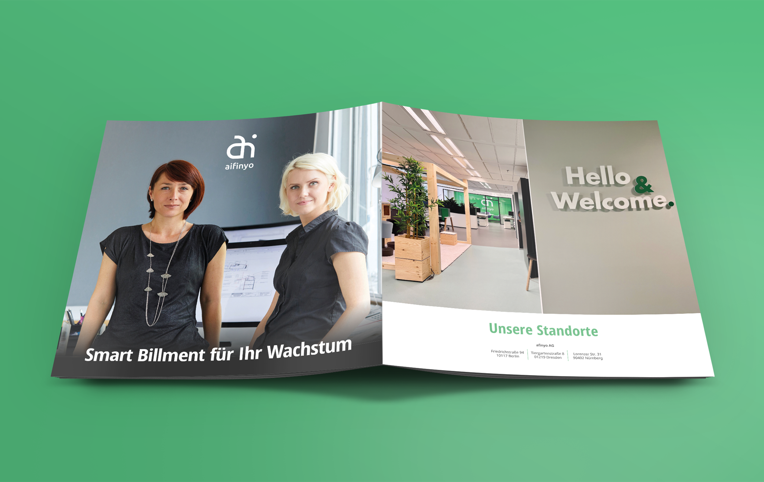 aifinyo brochure opening spread and company locations