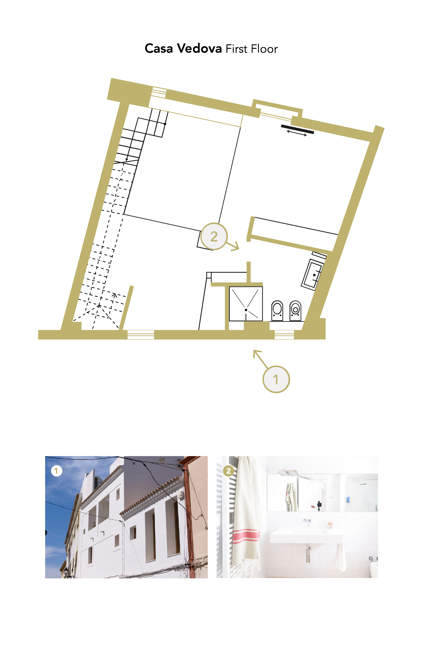 Casa Vedova first floor plan and photography