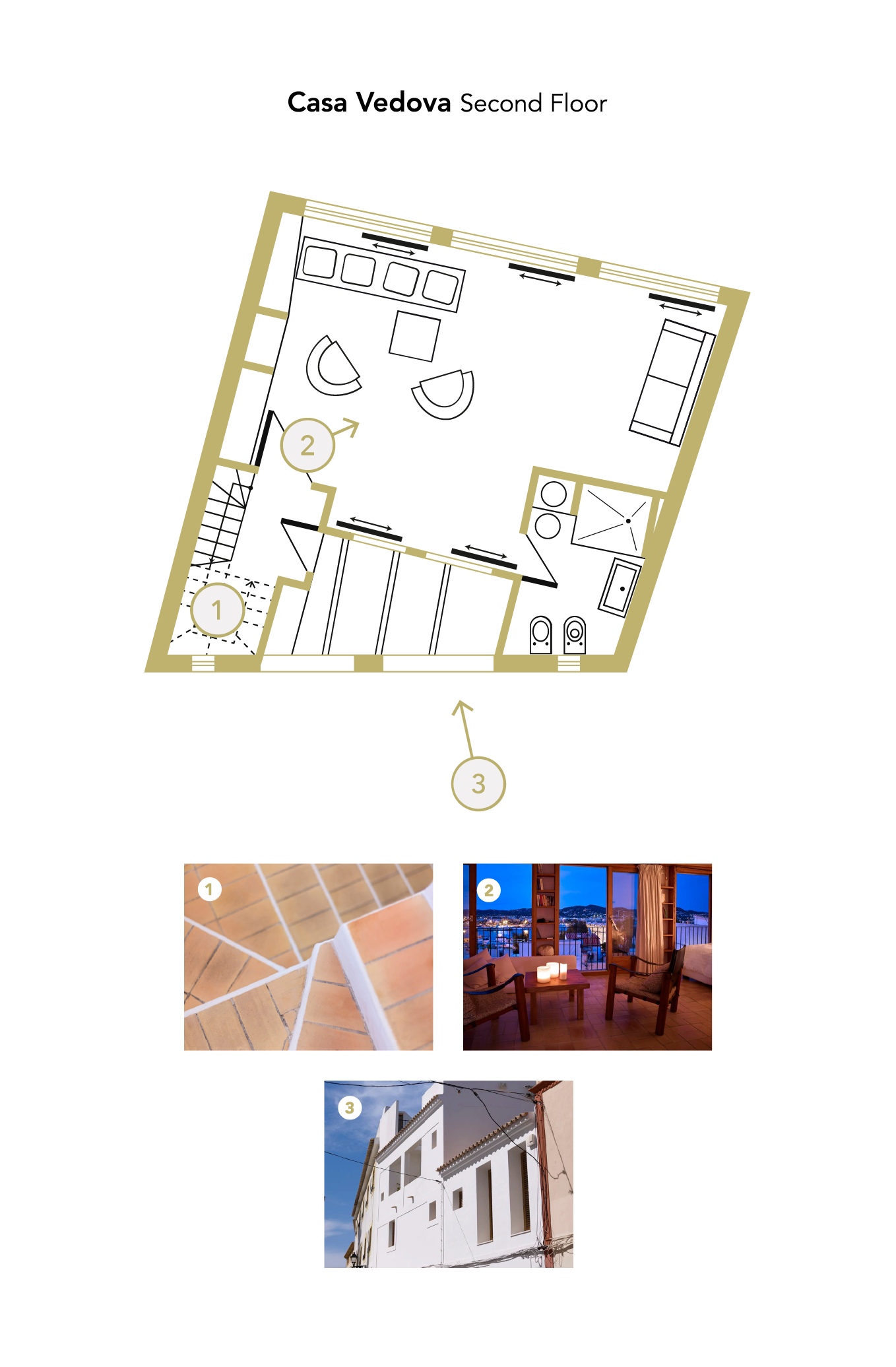 Casa Vedova second floor plan and photography