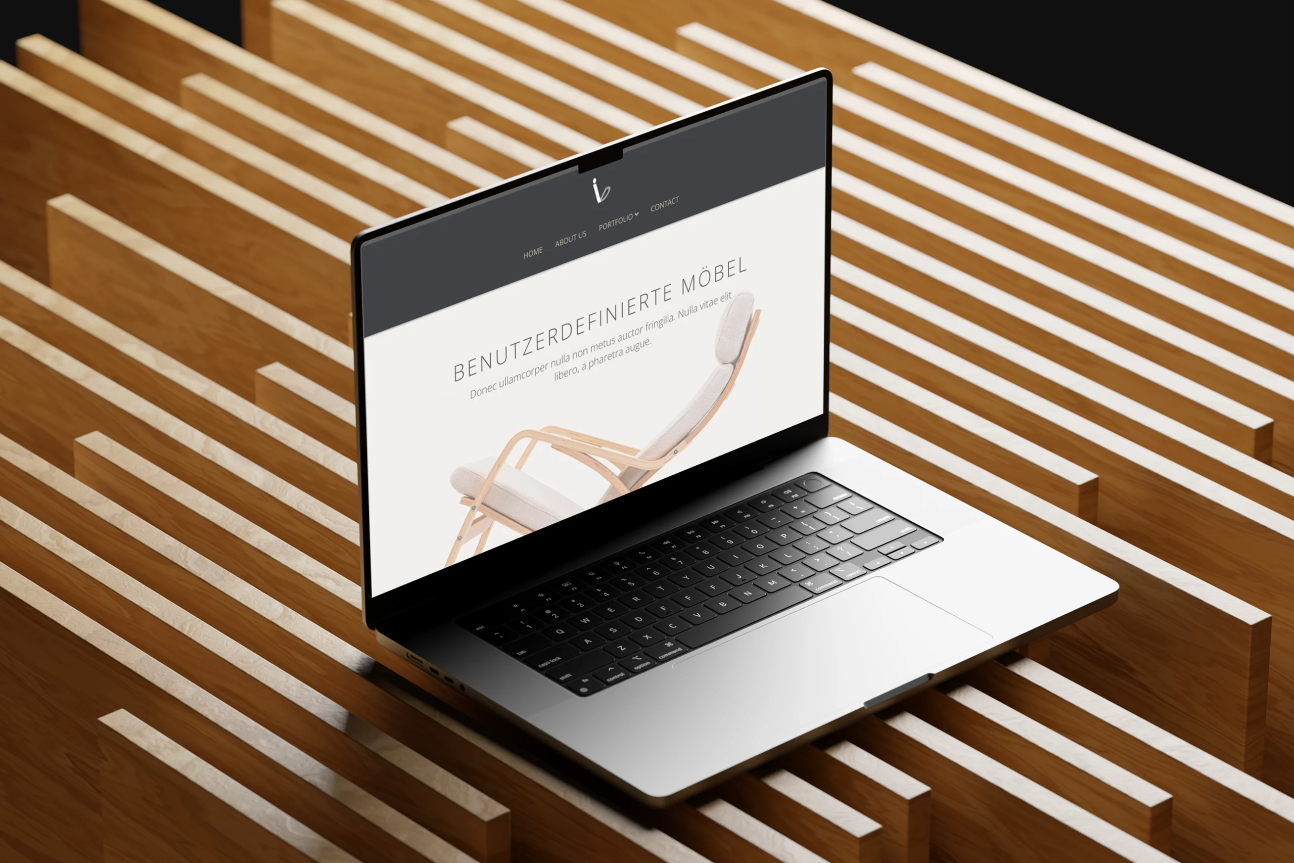 Interior Design Studio website presented on a laptop