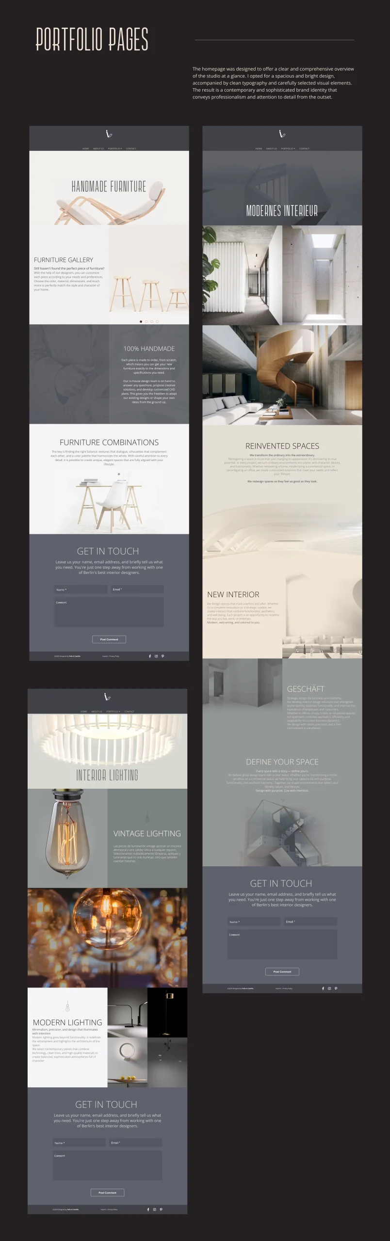 Interior Design Studio complete portfolio page