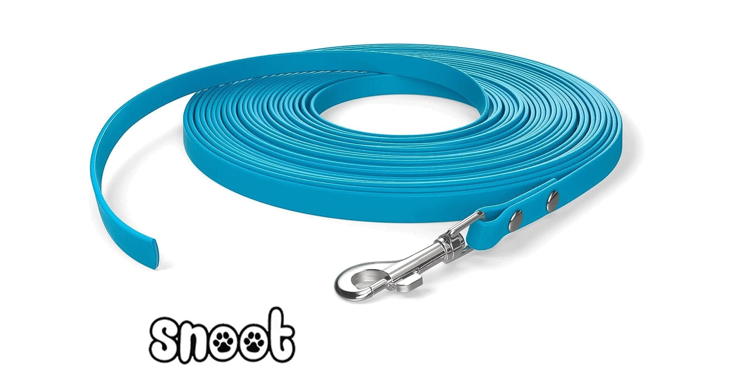 Blue SNOOT dog leash product presentation