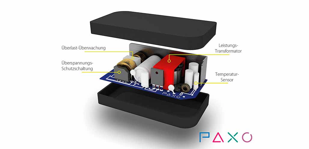 PAXO 5A automotive power adapter component visualization