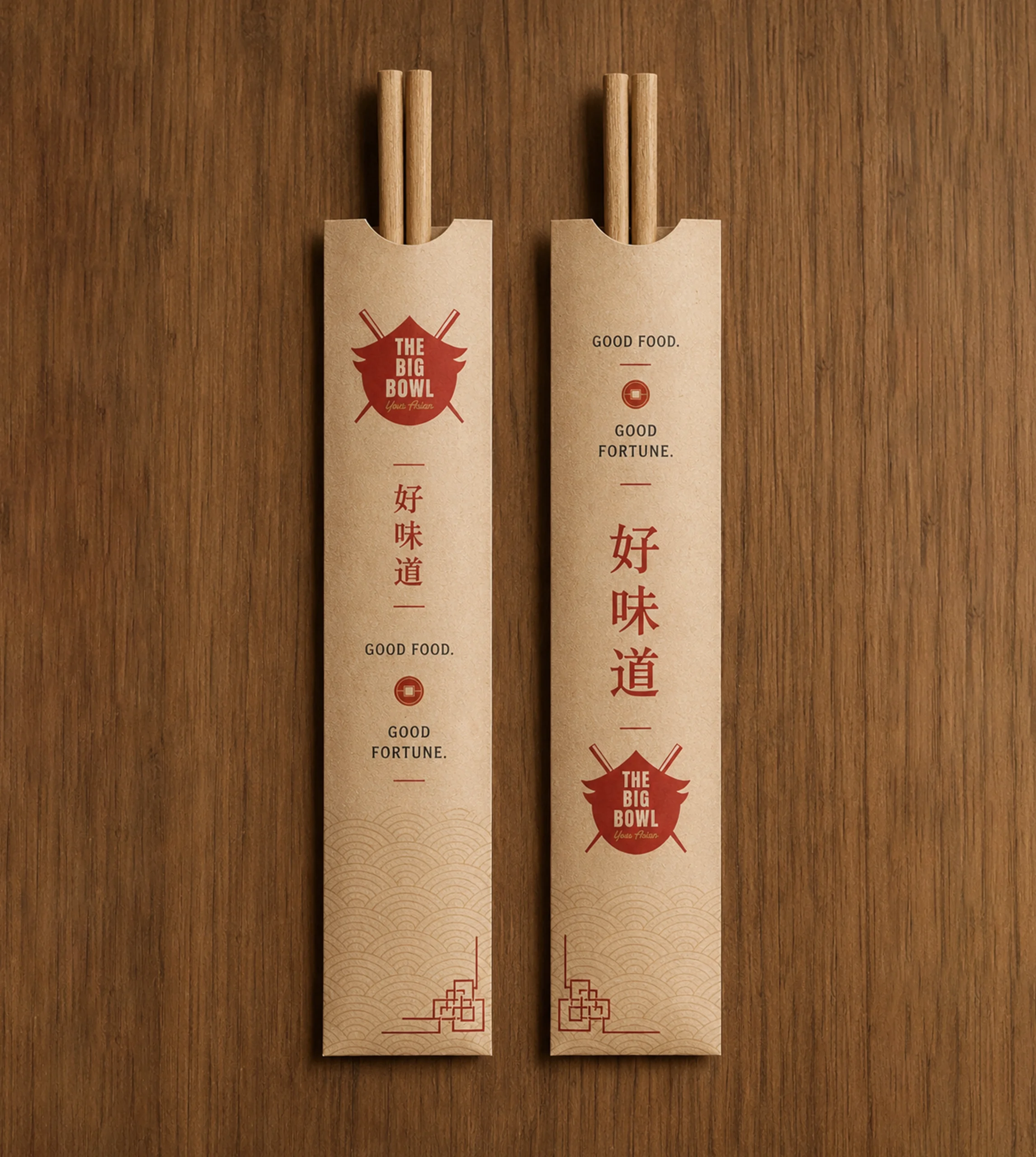 The Big Bowl branded chopstick sleeves