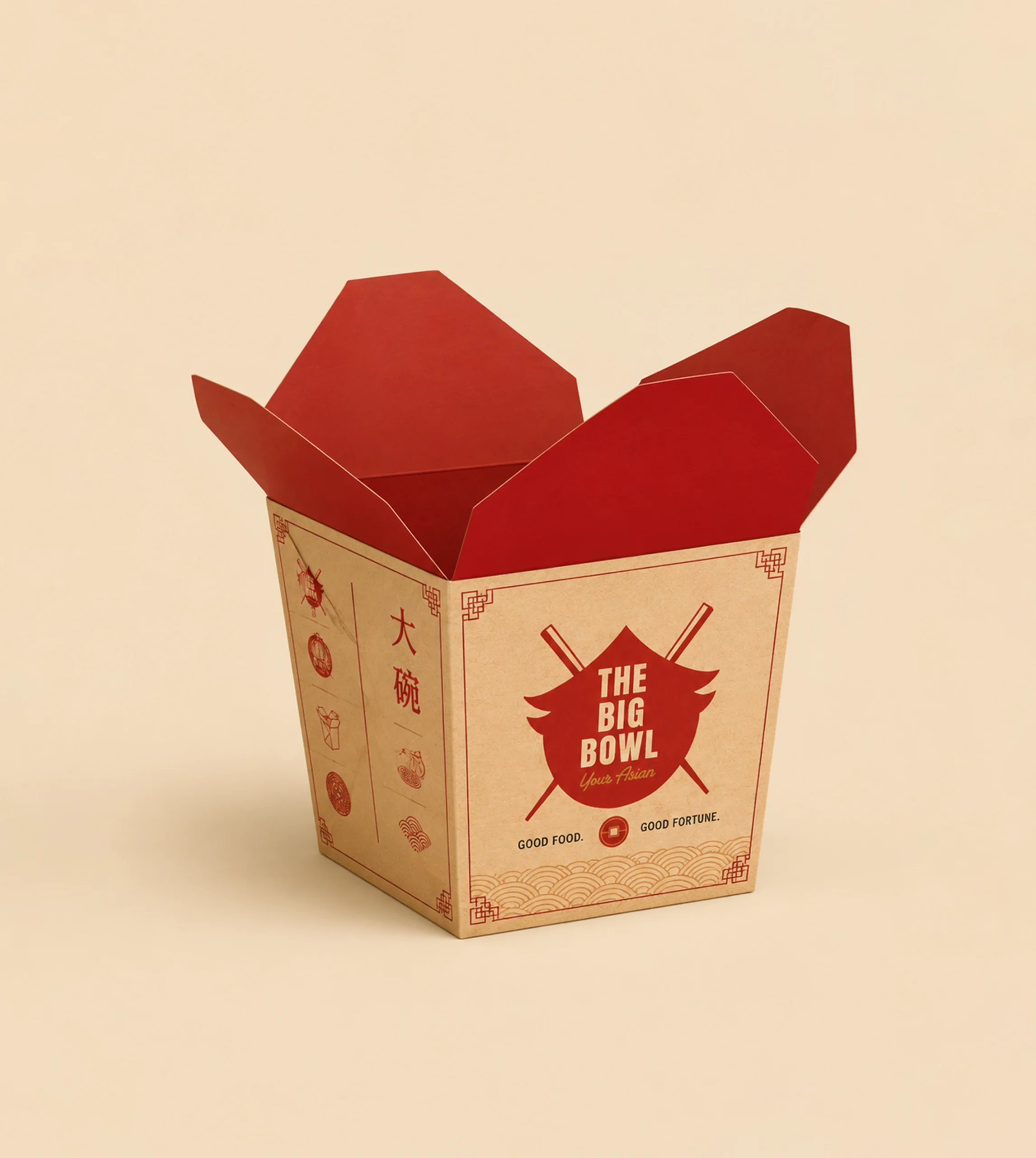 The Big Bowl branded noodle takeaway box