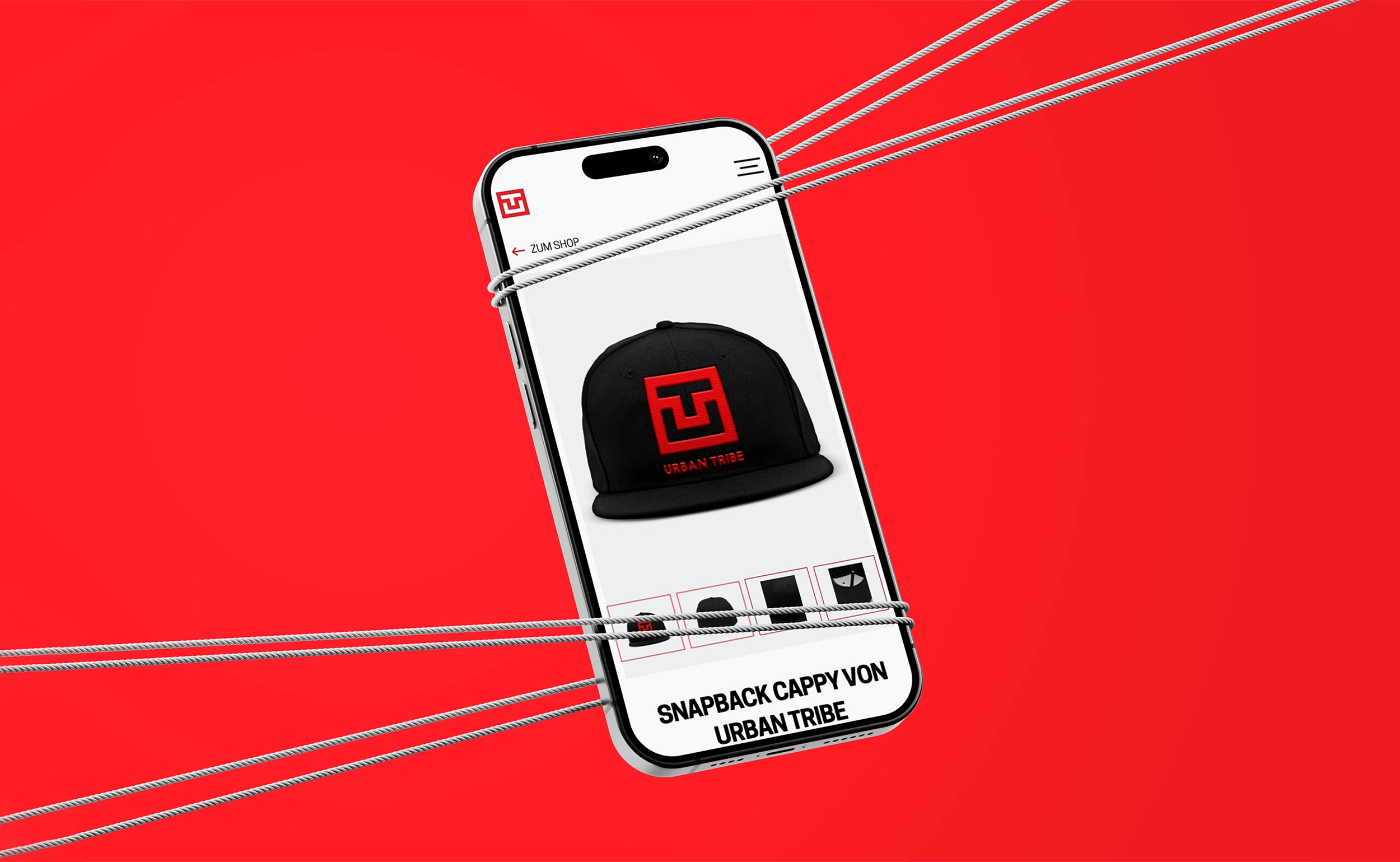 Urban Tribe product page displayed on an iPhone