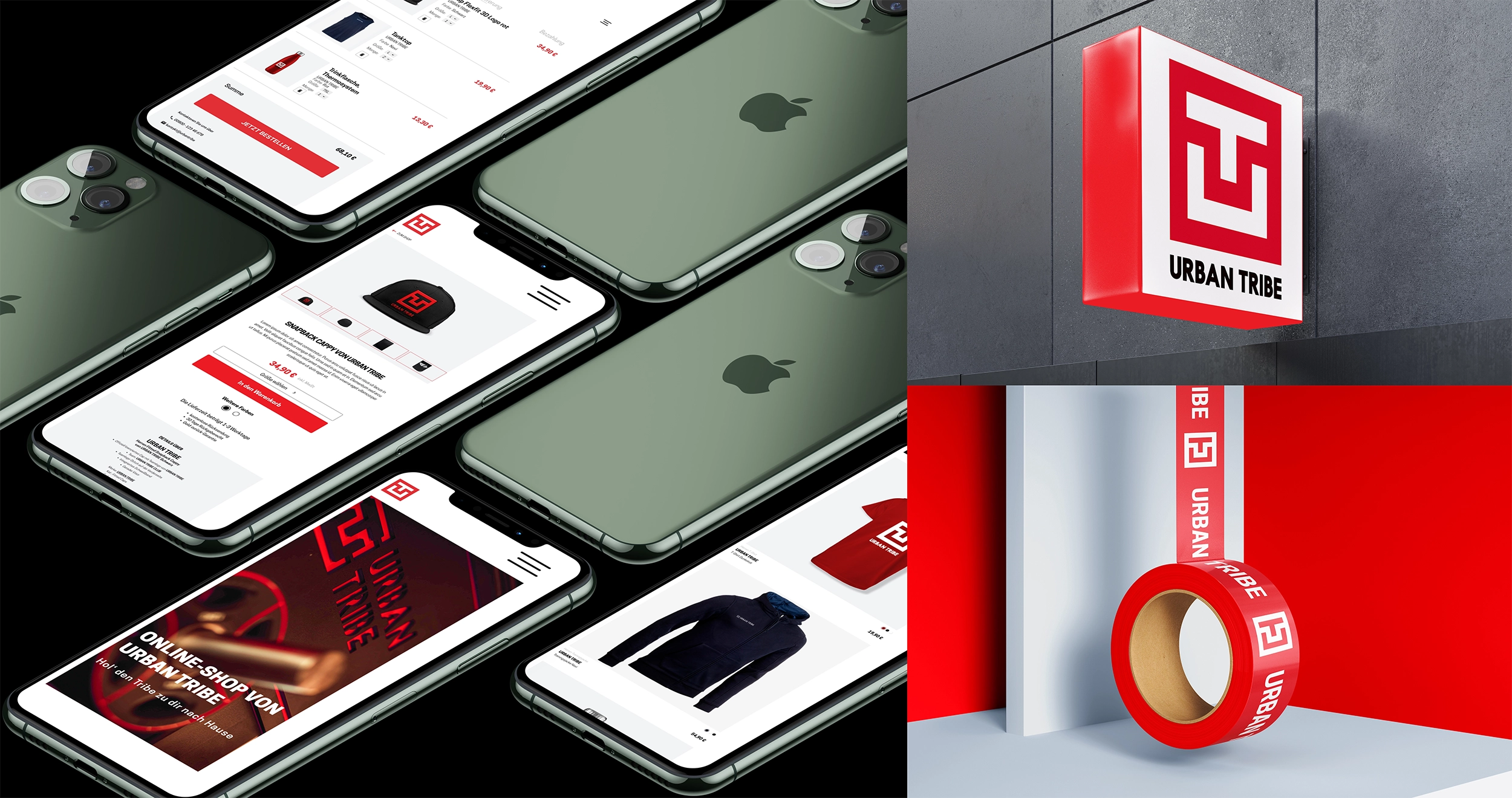 Urban Tribe mobile store interfaces and brand applications