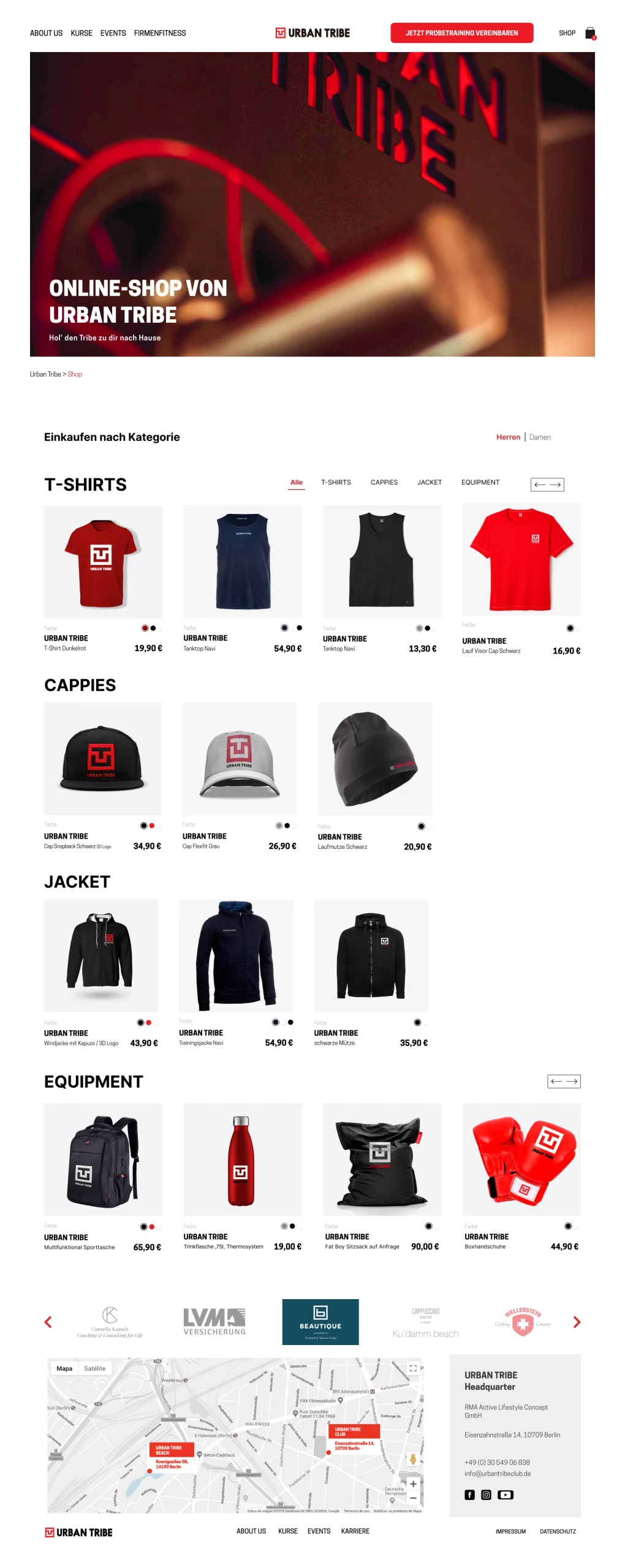 Urban Tribe online shop product listing page